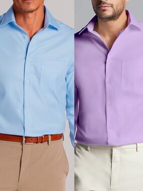 Joseph Abboud Bundle of 2 Light Purple and Light Blue Dress Shirt